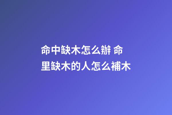 命中缺木怎么辦 命里缺木的人怎么補木-第1張-觀點-玄機派